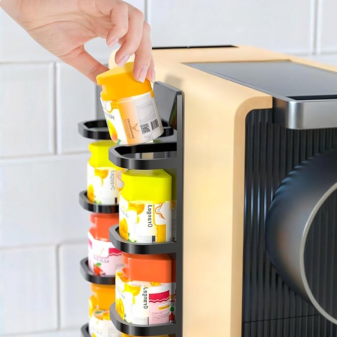 NiHome 2PCS Black Acrylic Pod Holders Compatible with Ninja Thirsti Drops, Durable Thick Acrylic Wall or Machine Mounted Storage Racks with Nano Adhesive, Space-Saving Design Easy Flavor Organization