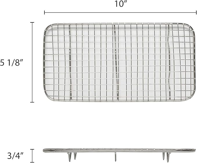 TrueCraftware- 5"x 10" Third Size Rectangular Wire Pan Grate Chrome-Plated Set of 2-Fits Third Size Sheet Cookie Pans Cooling Rack Baking Sheet Grate Cake Rack for Pies Cookies Pastries Cakes