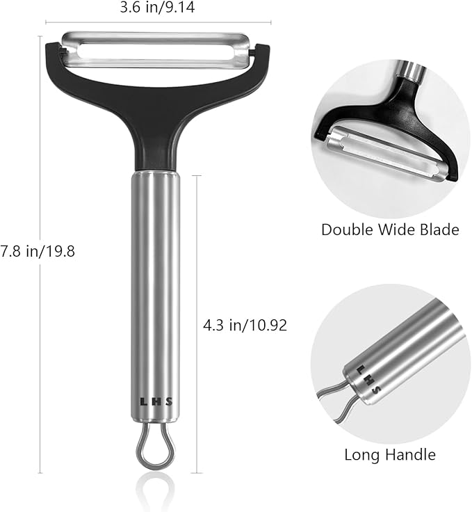 LHS Cabbage Peeler for Kitchen, Wide Mouth Vegetable Peeler, Stainless Steel Fruit Shredder Slicer with Non-Slip Handle and Sharp Blade