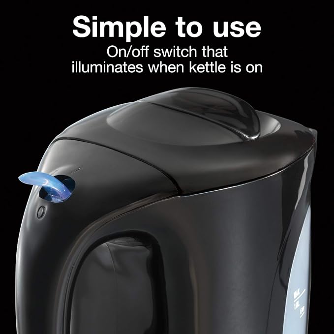 Proctor Silex Electric Tea Kettle, Water Boiler & Heater Auto-Shutoff & Boil-Dry Protection, 1000 Watts for Fast Boiling, 1 Liter, Black (K2071PS) (Pack of 2)