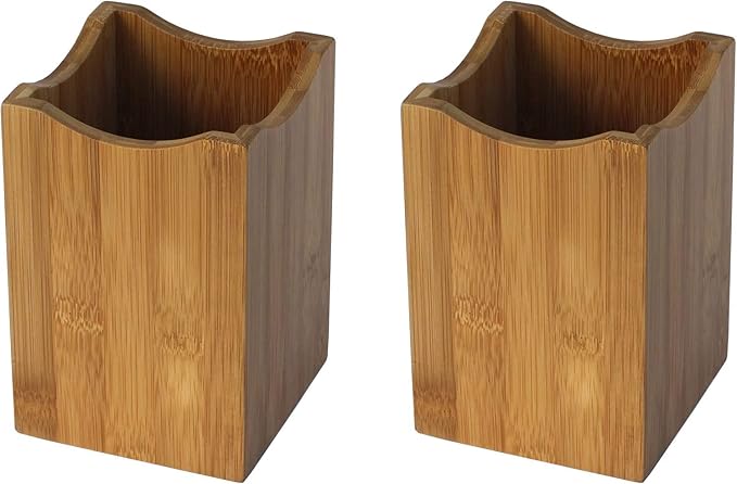 JapanBargain, 2-Pack Bamboo Cooking Spatula Utensil Holders, Counter Top Organizer for Chopsticks Flatware, Cooking Tools, Spoons, 4x4x5.5 inch