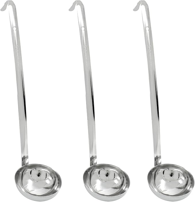 Piutouyar 3 Pcs 4 oz Soup Ladle Set, Stainless Steel Ladle with Long Hooked Handles Kitchen Cooking Serving Ladle Accessories for Cooking Soup Sauce Stews