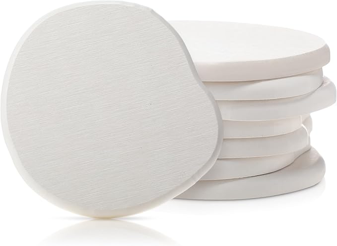 Diatomaceous Earth Coasters Set of 8，Cool Absorbent Quick-Dry Drink Coasters for Desks, Cute Modern Stone Design with Stylish White Aesthetic (8, White)