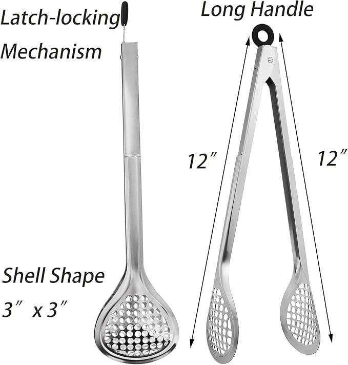 TOPZEA 4 Pack 12 Inch Stainless Steel BBQ Tongs, Heat Resistant 600°F Locking Kitchen & Grill Cooking Tongs, Long Barbecue Frying Tong Multi-Purpose Buffet Food Tong for Flipping, Grilling, Serving