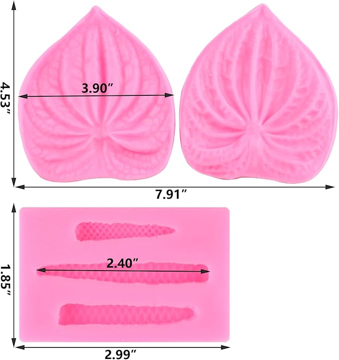ZiXiang Anthurium Andraeanum Flower Silicone Cake Mold Andraeanum Veined Fondant Mold Gum Paste Anthurium Flower Mold For Cake Decorating Cupcake Topper Candy Chocolate Gum Paste Polymer Clay Set Of 2
