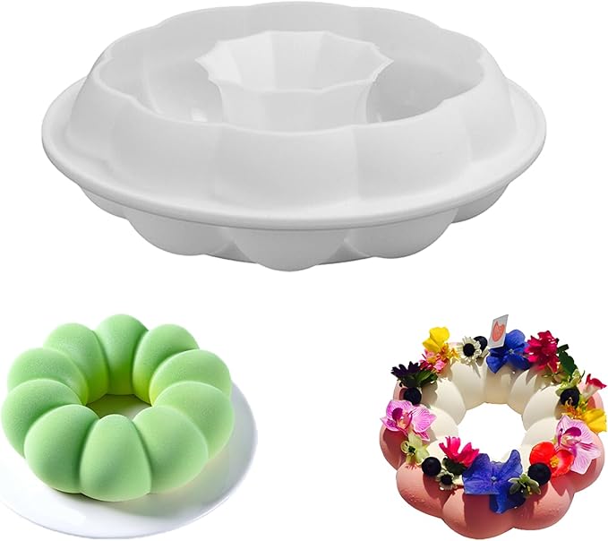 8.3 Inch Ring Cake Pan, Non-stick Silicone Flower Shaped Baking Pan for Pumpkin Cake, Chiffon Cake, French Dessert, Bread, Pastry, Mousse, Brownie, Chocolate