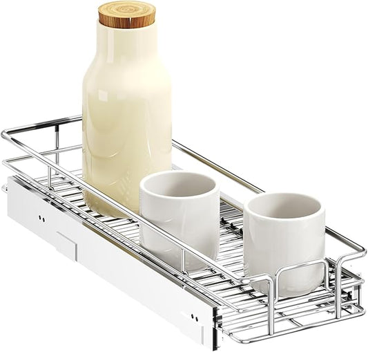 LOVMOR Pull Out Cabinet Organizer 9" W x 21½" D, Kitchen Cabinet Pull Out Shelves Slide Out Storage