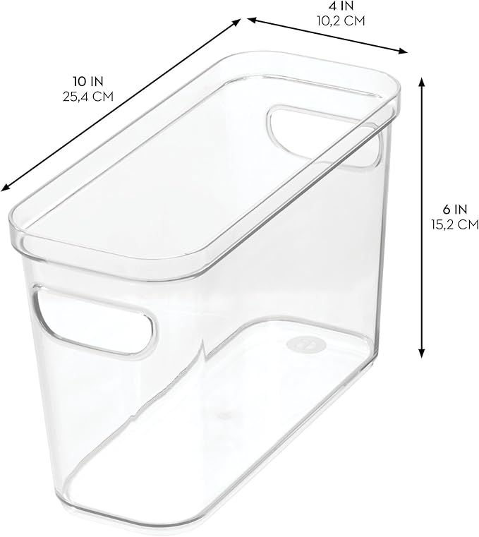 iDesign Plastic Pantry Bin for Kitchen Organizing - Storage Bin with Handles - Set of 2 - Clear