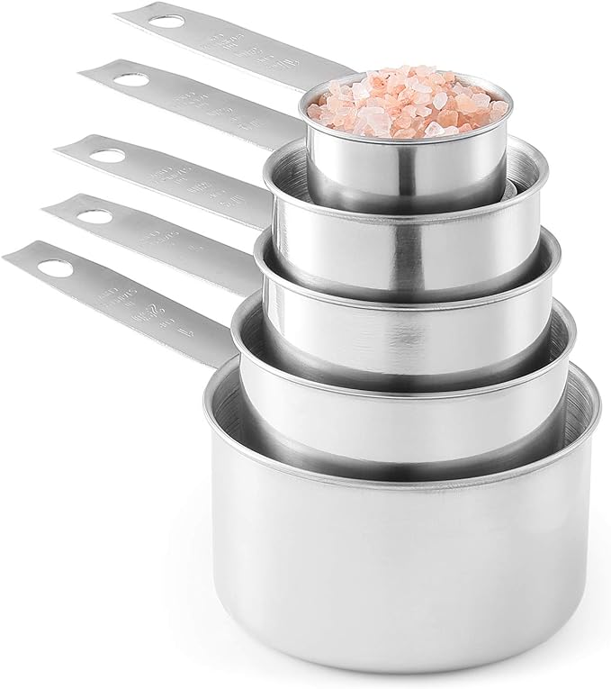 Stainless Steel Measuring Cups And Measuring Spoons 10-Piece Set, 5 Cups And 5 Spoons