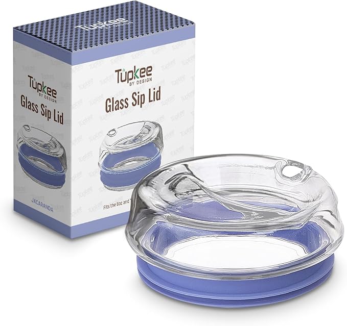 Glass Sip Lid Jacaranda - Replacement Double Wall Glass Tumbler, 14oz & 8oz Hand Blown Travel Mug