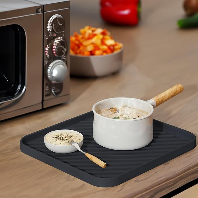 Silicone Organizer Tray for Kitchen Sink and Bathroom, Dishwasher Tray, Versatile Bathroom and Drawer Organizer Trays, Non-Slip Countertop(Black)