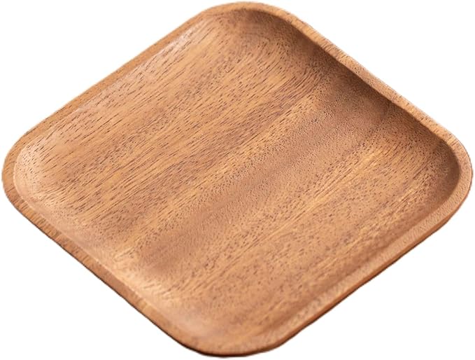 Walnut Wood Fruit Tray, Handmade Chinese Style Snack Serving Plate, Solid Wood Tea Dessert Tray for Dim Sum, Vintage Walnut Platter, Gift (Square)