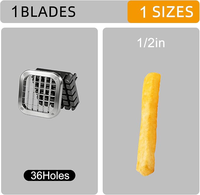 French Fry Cutter, ZSCOOKLY Heavy Duty Potato Cutter Slicer Stainless Steel with 1/2-Inch Blade Great for Potatoes Carrots Cucumbers.