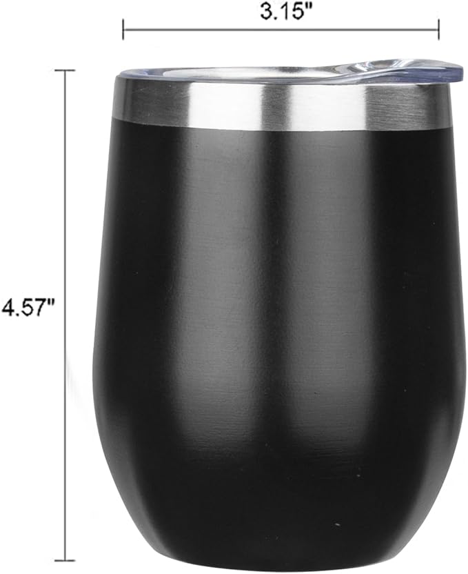 MEZMUT 12 Oz Insulated Wine Tumbler with Lid Double Wall Vacuum Stainless Steel Wine Glass Coffee Mug Insulated Tumbler Cup for Champaign, Cocktail, Beer (Multi-color, 4 Pack)