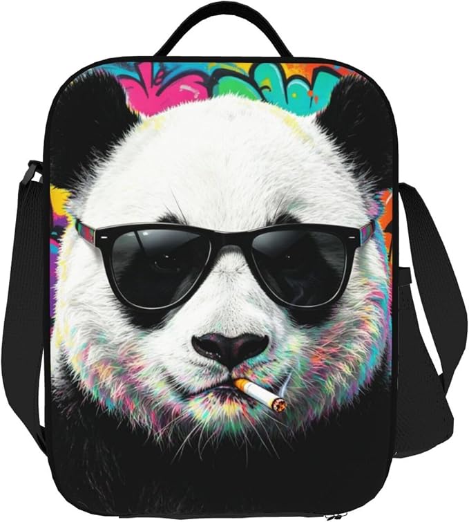 Panda Lunch Bag Women Men Adults Insulated Thermal Tote Bag Portable Durable Meal Container With Adjustable Shoulder Strap For Work Office Picnic Camping Travel