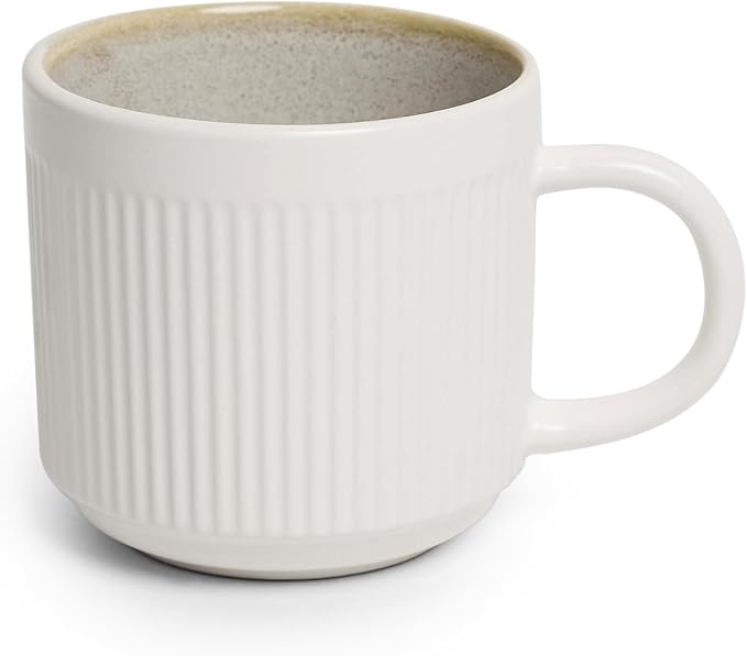 SANGO Anderson Cream Coffee Mugs Set of 4, 16.5 oz Stoneware Coffee Mug Set, Big Ceramic Tea Cup with Reactive Glaze for Cappuccino, Latte, Large Coffee Cups with Handle, Microwave & Dishwasher Safe