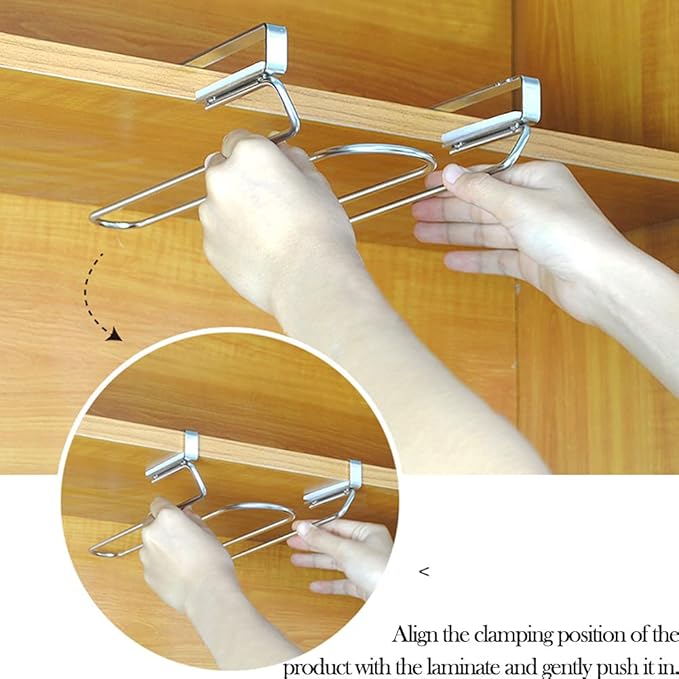 Hanging Wine Glass Rack Under Cabinet, Nail Free Stainless Steel Wine Glass Storage Hanger, Organizer for Bar Home & Kitchen Décor