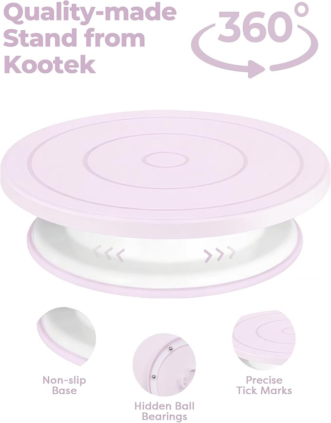 Kootek 158PCs Cake Decorating Kit, Baking Supplies Tools - Includes Cake Stand Turntable, 64 Icing Piping Tips Set, 2 Frosting Spatulas, 3 Scrapers, 50+2 Pastry Bags, Coupler, Video Tutorial, Booklet