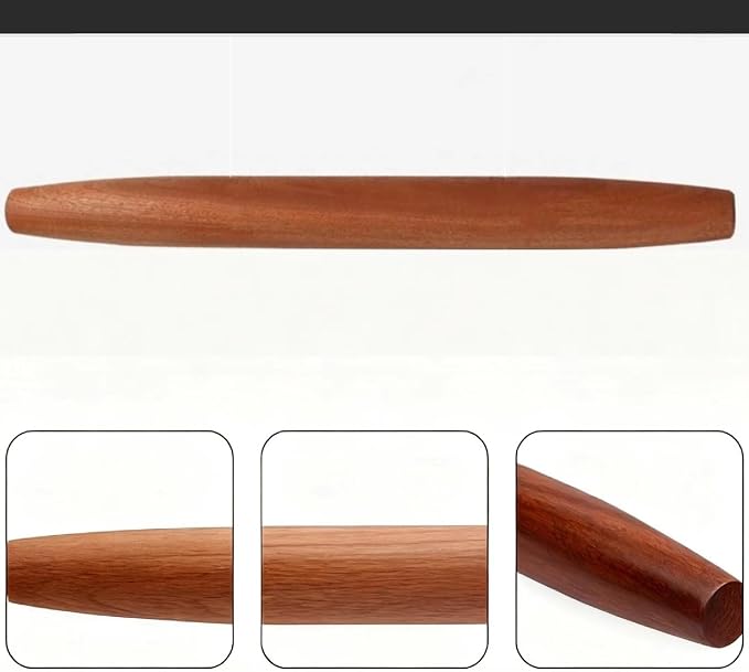 15.75Inches French Wooden Rolling Pin for Baking,Dough Roller,Brown color | Dough –Tapered Design,Smooth Construction,Natural Sapele Wood,Essential Kitchen Utensil For Fondant,Pizza Pie Crust, Pastry