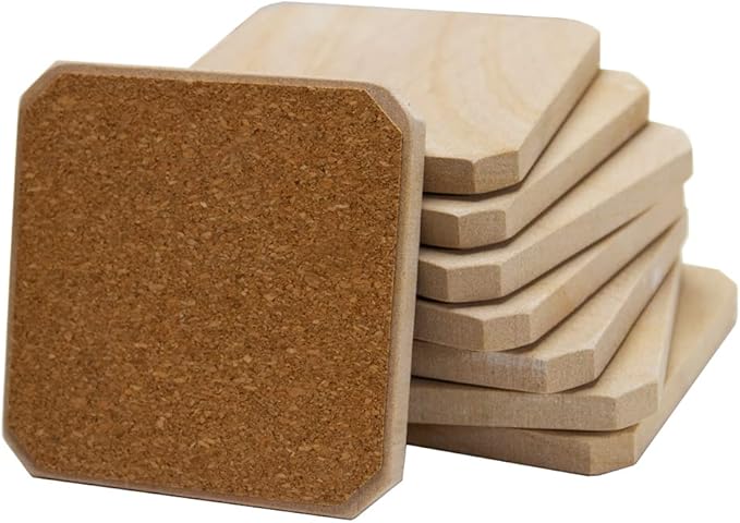 MONKEY SUN 8 Pack Natural Sandstone Water Absorbent Hand Crafted Square Coasters, 4 x 4 Inches Stone Coasters for Drink Bar Kitchen Home, Used for DIY and Carving, Set of 8
