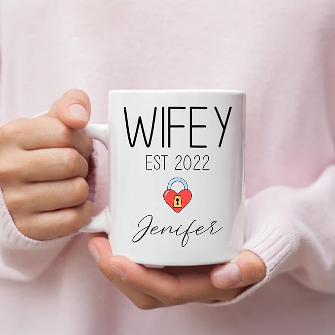 Custom Name With Est Coffee Mug, Hubby Wifey Mug Set Of 2, Personalized Couple Mug Cup For Valentines Day, Lover Mug, Couple Mugs Set, Couple Mugs, Wedding Mug, Couple Gifts, White 11oz Or 15oz