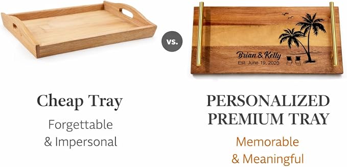 Personalized Serving Tray - Serving Tray with Handles - Acacia Wood Serving Tray - Wood Serving Tray - Housewarming Gift - Wedding Gift