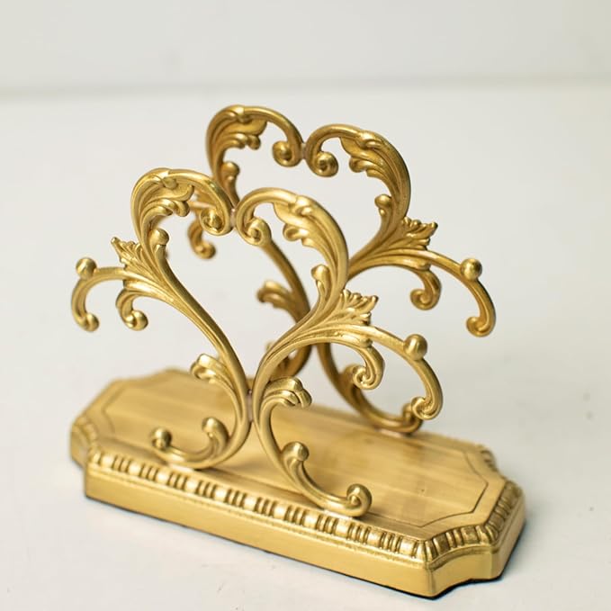 Luxurious Gold Napkin Holder for Table,Brass Napkin Holders for Paper Napkins & Kitchen Dining & Countertops, Cocktail Upright Napkin Holder Dispenser Suitable for All Room Decors
