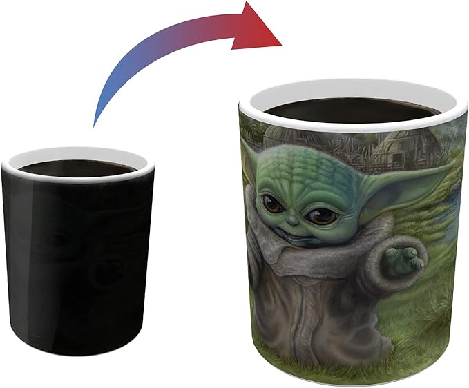 Morphing Mugs Star Wars – The Mandalorian – Child’s Play - Thomas Kinkade – One 11 oz Color Changing Ceramic Mug – Image Revealed When HOT Liquid Is Added! MMUG1224