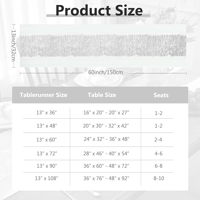 Metallic Style Table Runner, Cotton and Linen Silver Table Runners 60 inches Long,Pre-Pressed Metal Striping Process, Birthday Wedding Decorations for Home Living Room Decor(Silver, 13"x60")