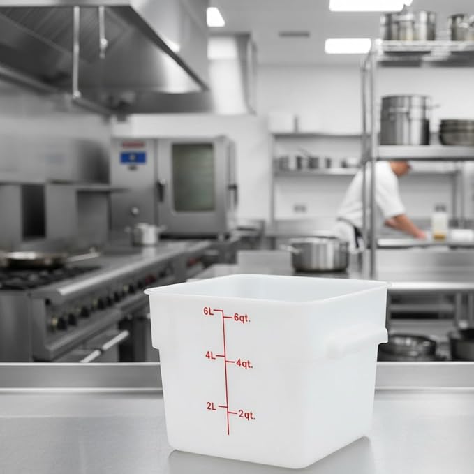 TrueCraftware- 6 Qt. Square Food Storage Container Translucent Polypropylene- Commercial Food Storage Containers Meal Prep Containers Reusable Food Containers for Pantry Kitchen Storage Organization