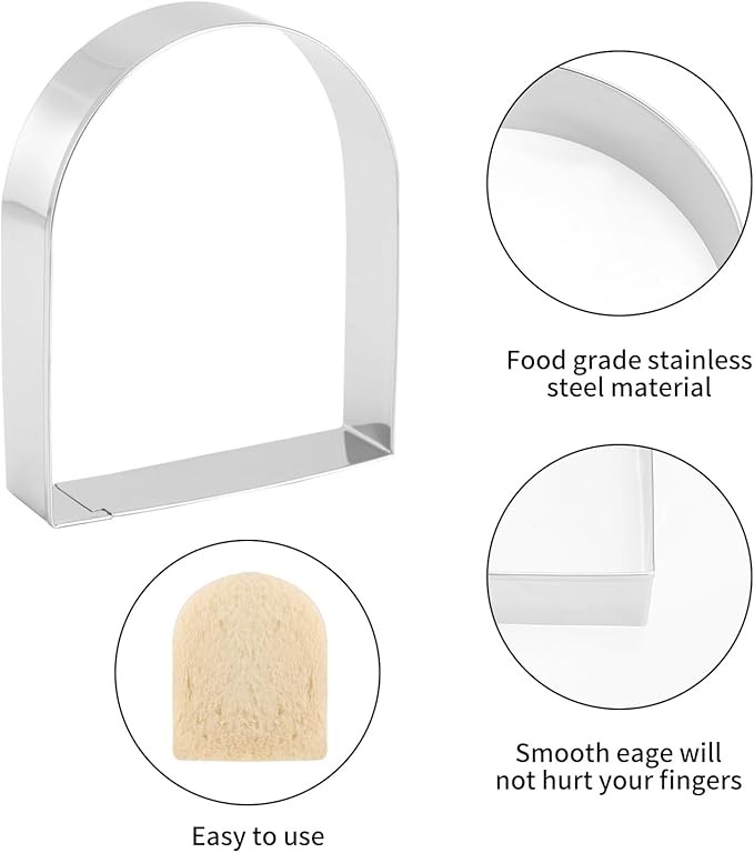 Arched Cookie Cutter Set ANCKNE 4 piece geometric cookie cutter molds - Stainless steel from 2 to 5 inches, Cake Cutters for Kitchen Baking