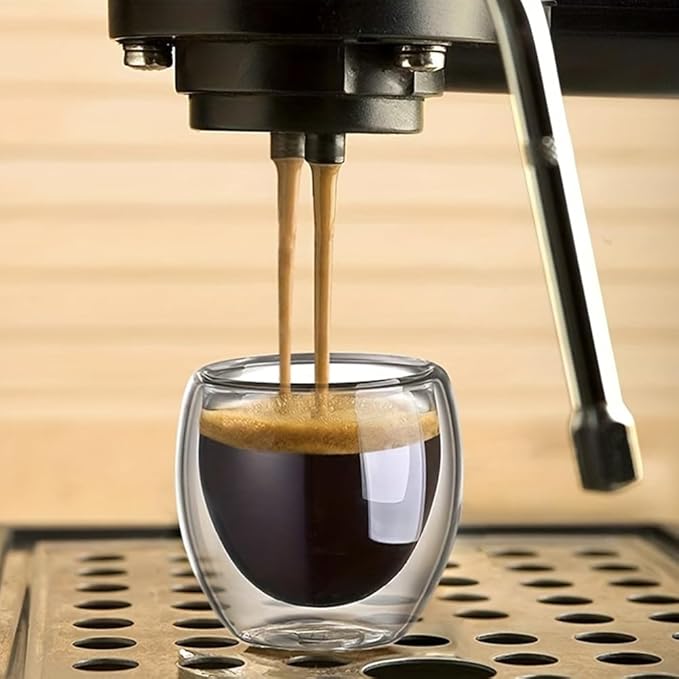 6pcs Double Walled Espresso Cups 2.7 Ounce Clear Expresso Coffee Mugs Espressos Shot Glasses Small Demitasse Cups for Espressos Machine(COLOR:Clear)