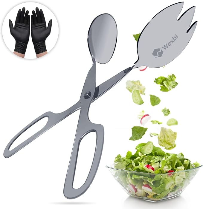 Salad Tongs 10-Inch – Heavy Duty Stainless Steel Serving Tongs for Salad, BBQ, Buffet, Kitchen & Party Use