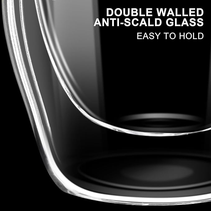 PARACITY Espresso Cups Set of 2, Double Walled Espresso Shot Glass with Handle, 2.7 OZ High Borosilicate Expresso Shots Cup, Espresso Accessories