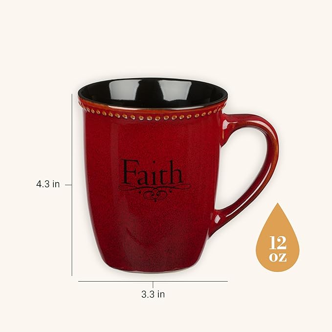Christian Art Gifts Set of Four Rustic Stoneware Coffee/Tea Mugs w/Bible Verses Sage Green, Ivory, Paprika Red, Pumpkin Orange Inspirational Coffee/Tea Cup for Men and Women