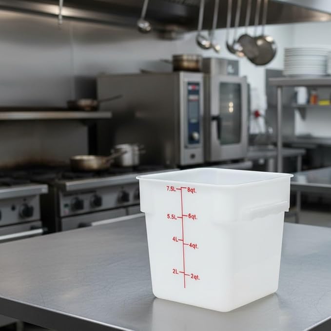TrueCraftware- 8 Qt. Polypropylene Square Food Storage Container White- Commercial Food Storage Containers Meal Prep Containers Reusable Food Containers for Pantry Kitchen Storage Organization