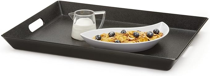 G.E.T. RST-1522-BK Non-Skid Ottoman / Coffee Table Serving Tray, 15" x 20", Black