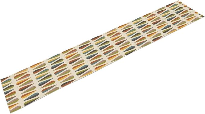 Mid Century Modern Table Runner, Abstract Geometric Drop Shapes Pattern Style Table Runner Country Farmhouse Cottage Linen Table Decoration for Home Kitchen Dining,13x120 Inch