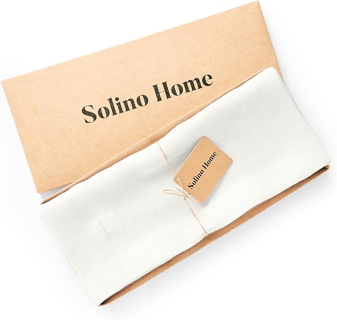 Solino Home 100% Pure Linen White Table Runner 36 Inches - 14 x 36 Inch for Coffee Tables and Dresser - Sonoma Collection, Spring, Summer & 4th of July