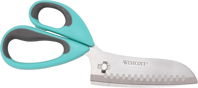 Westcott Titanium-Bonded Soft Handle Kitchen Pizza Scissors with Detachable Handles, Teal - 9-Inch Kitchen Shears for Cutting Pizza, Prepping Vegetables, and More