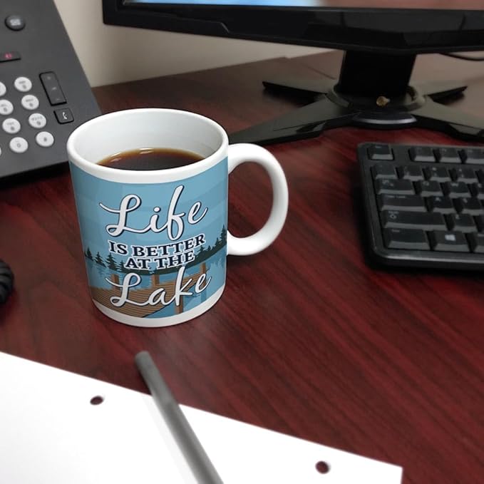ThisWear Lake Gifts Life Is Better at the Lake Mug Lakehouse Mug Fishing Boating 11oz Ceramic Coffee Mug with Handle
