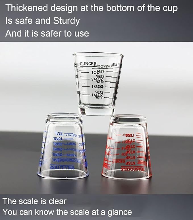 Shot Glass Measuring Cup 3 Ounce/90ML Liquid Heavy High Espresso Glass Cup 2 pcs by TIYOORTA (Red 90ML 30ML) …