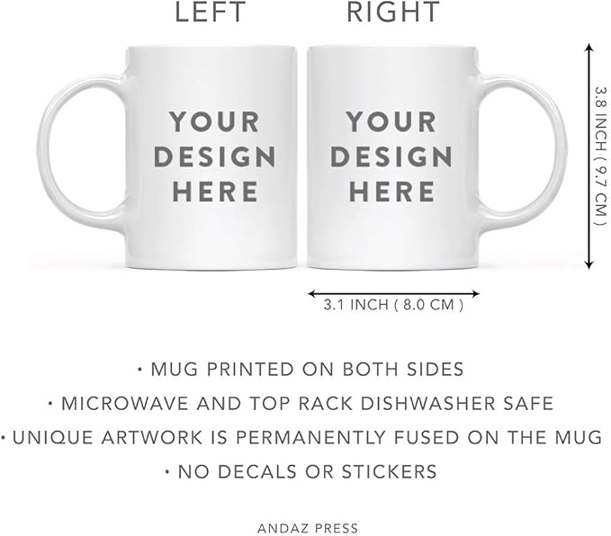 Andaz Press Funny Couples 11 oz Ceramic Coffee Mugs, His Heart, Her Hero, His and Hers Mugs Set of 2, Valentines Day Coffee Mug for Him and Her, Mr and Mrs Mugs, Couple Mugs for Husband and Wife