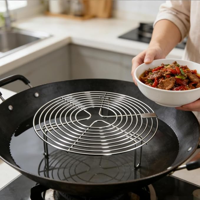 9.44''×2.8'' Round Stainless Steel Steamer Rack & Cooling Rack - Multi-Use Pot Trivet, Air Fryer/Baking/Canning Steaming Rack, Wire Kettle Cooking Holder