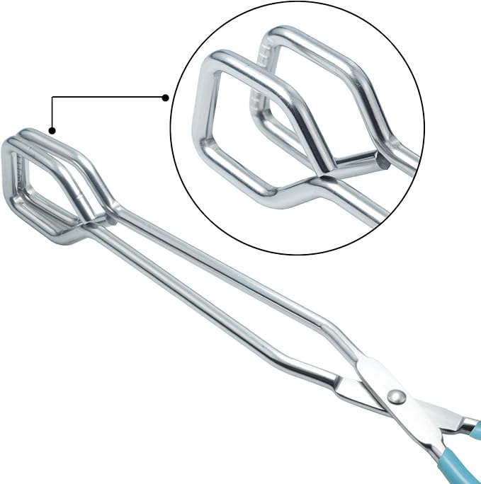 HINMAY Scissor Style Tongs 10 Inches and 11 Inches Set Stainless Steel Grilling Tongs Hotdog Tongs, Set of 2