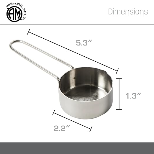 American METALCRAFT, Inc. 1/4 Stainless Steel Measuring Cup, 1/4-Cup, Silver,MCW14