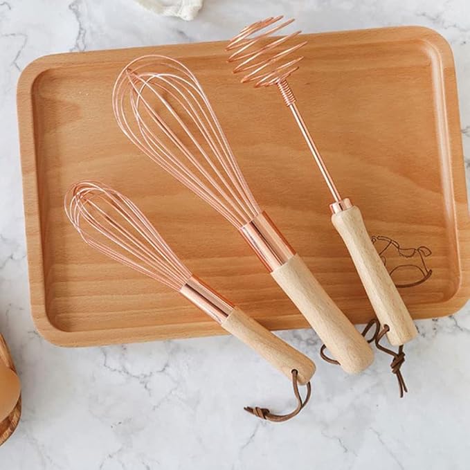 Whisks for Cooking Stainless Steel Spring Coil Whisk, Steel Wire Whipped Cream Whisk Balloon Wire Whisks for Cooking Baking Blending Manual Mixer (8",Rose Gold) Whisks for Blending