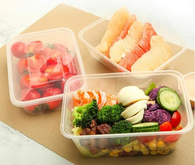 HOMEE Meal Prep Containers, 50 Pack- 26oz Plastic Storage Food Containers with Lids, Bento Box Reuse, Refrigerator Safe, Microwave, Dishwasher Safe, Gift for Mother's Day (White)