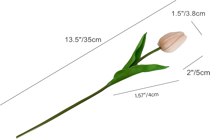 Mandy's Champagne Artificial Tulips Flowers Centerpiece, 13.5" Lifelike PU Fake Floral Stems 20pcs for Kitchen Island & Dining Table, Spring Decor for Easter