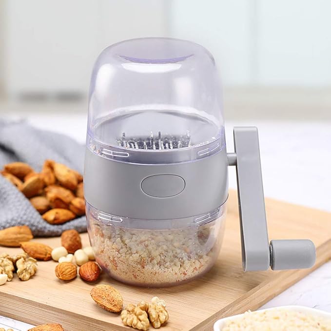 Nut Chopper, Portable Manual Hand Nut Chopper for All Nuts Walnut Pecans, Hand Crank Nuts Grinder Kitchen Tool(COLOR:Grey)